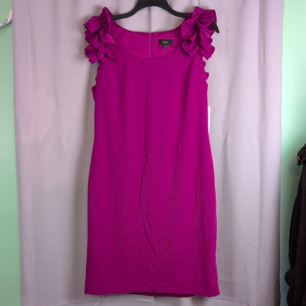 Chic‎ Magenta Ruffle Sleeve Midi Dress